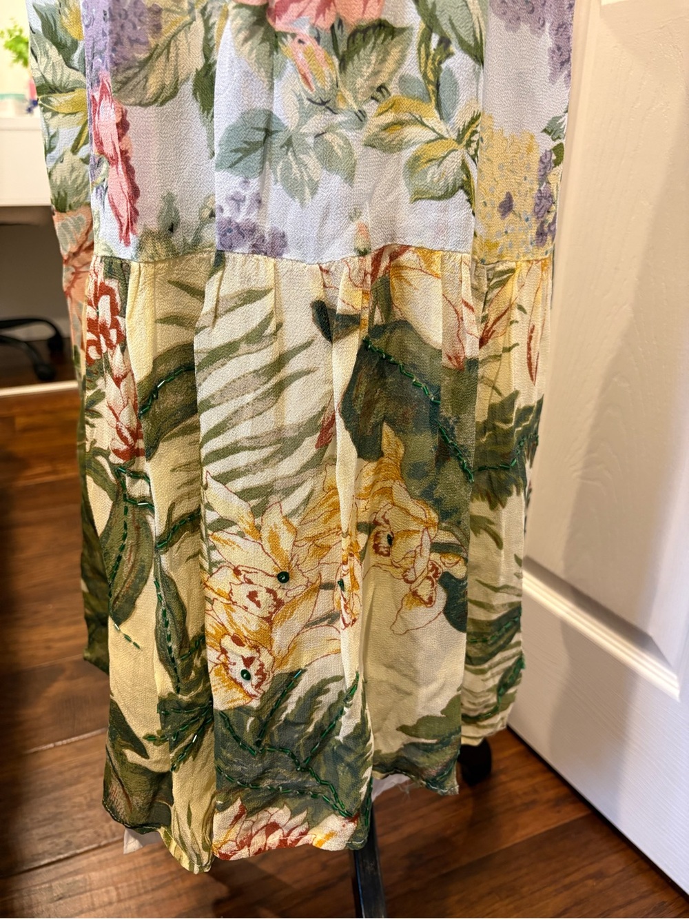 Vintage Floral Patchwork Maxi Skirt Plus Size Cottagecore Boho XXL - Picture 3 of 14